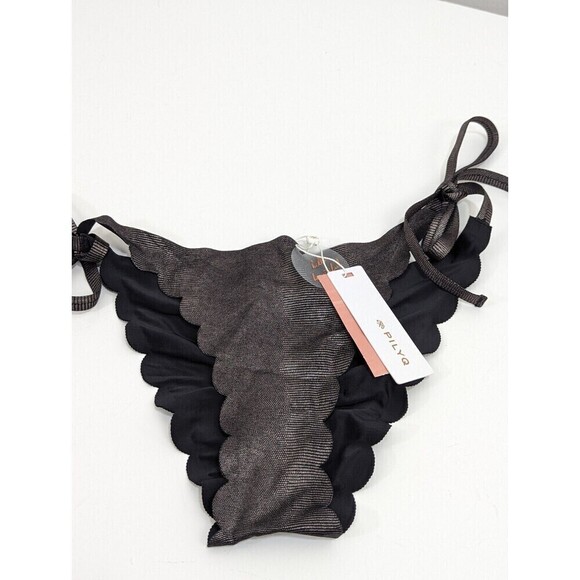 PilyQ Women Sterling Reversible Seamless Wave Tie Side Teeny Bikini Bottom L NWT - Picture 8 of 8
